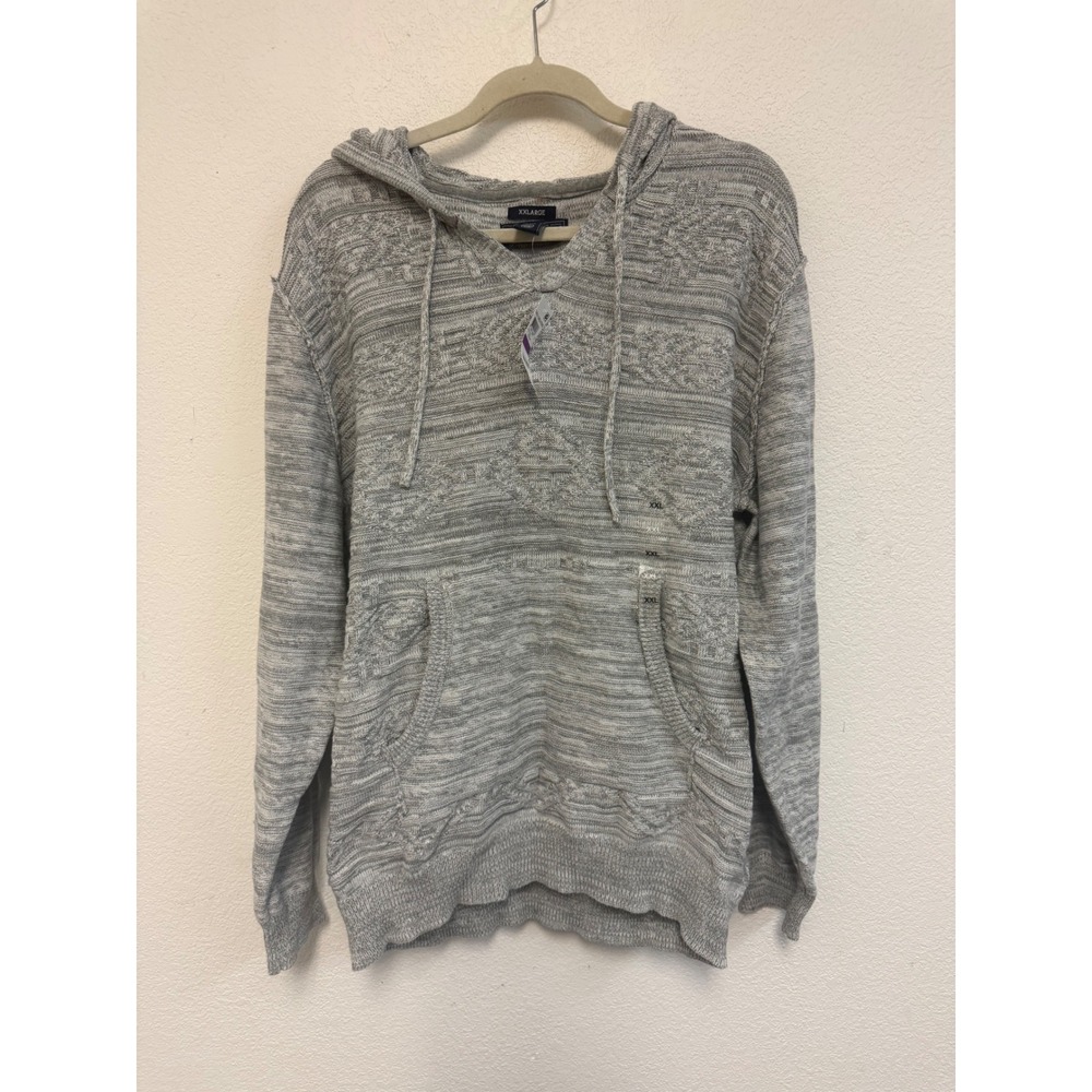 American Rag Mens Knit Hoodie Sweater Grey Fresh Mist XXL 173713 Cotton Pullover
